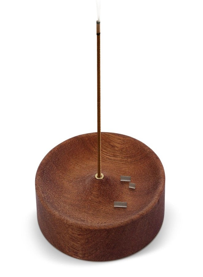 Penitue Ebony Wood Incense Burner, Round Wooden Incense Sticks Holder Handmade Ash Catcher Burner Tray Vintage Aroma Diffuser Bowl for Meditation Relaxation Home Decor - Image 1